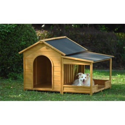 Large Wooden Dog House - 60" Cabin with Covered Porch