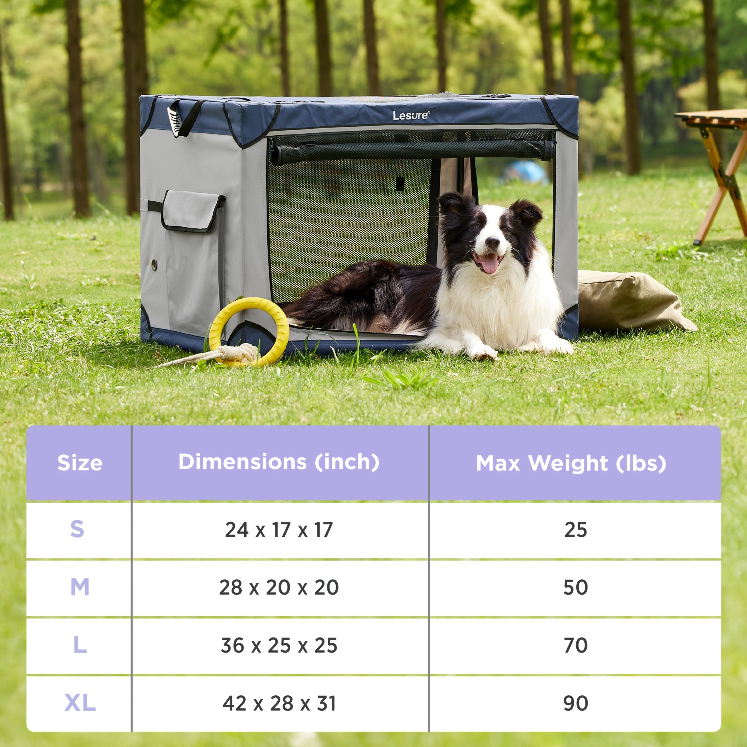 Soft Collapsible Dog Crate - 42 Inch Portable Travel Crate for Extra Large Dogs