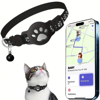 Paw Prints Tracker - Cat Collar with AirTag Holder - Purrfect Pet Haven