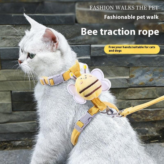 Cute Bumblebee Small Pet Adjustable Dog Cat Harness with Lead - X-Small to Medium