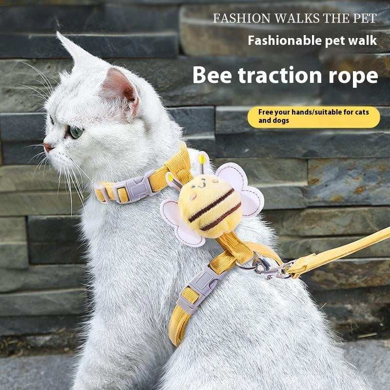 Cute Bumblebee Small Pet Adjustable Dog Cat Harness with Lead - X-Small to Medium