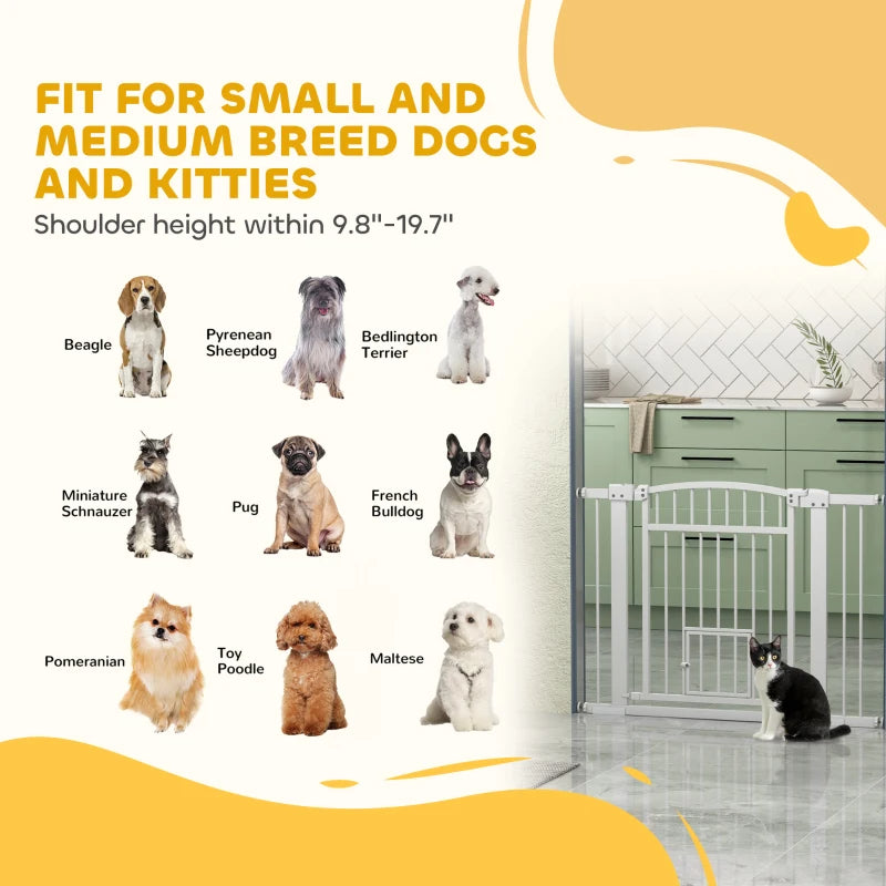 Dog Gate - Extra Wide Walk Through with Cat Door - Purrfect Pet Haven
