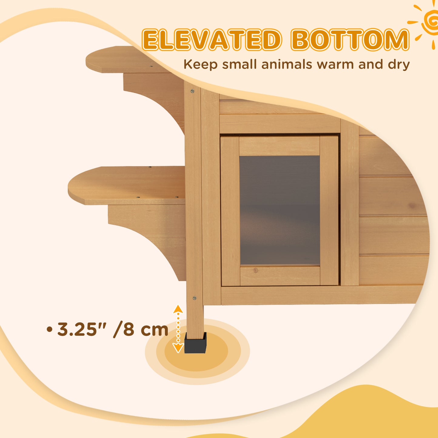 2-Story Wooden Outdoor Cat House - Feral Shelter with Escape Door