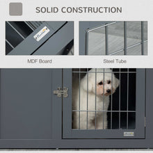 Dog Crate End Table Furniture - Metal Double Door Cage For Small Medium Dogs