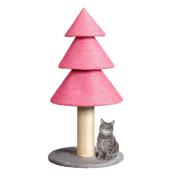 Christmas Tree Cat Scratcher - 31.5" Sisal Post in Pink