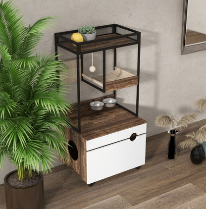 Front Access Cat Litter Box Enclosure with Cat Tree Tower