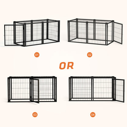 Black Iron 48 Inch Wide Front or Side Door Access Indoor Dog Cage