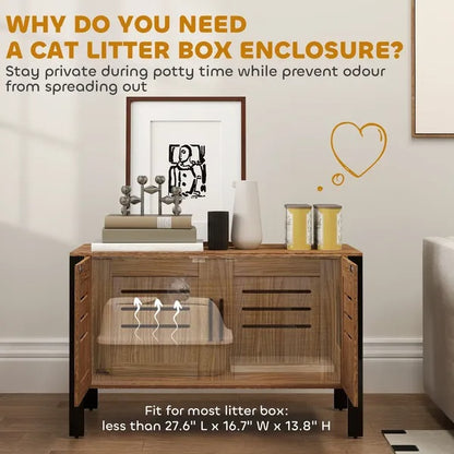 Cat Litter Box Enclosure with Tall Legs - Dark Brown Scratching Cabinet