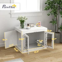 Dog Crate - Furniture Style with Rotating Bowls