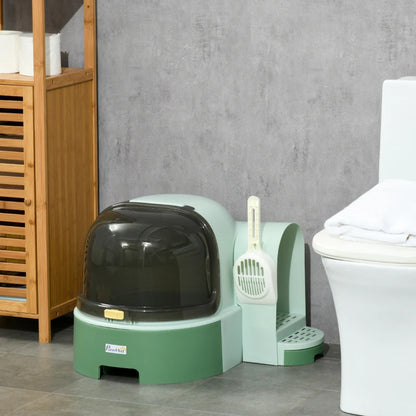Cat Litter Box - Enclosed Space Capsule with Scoop - Purrfect Pet Haven