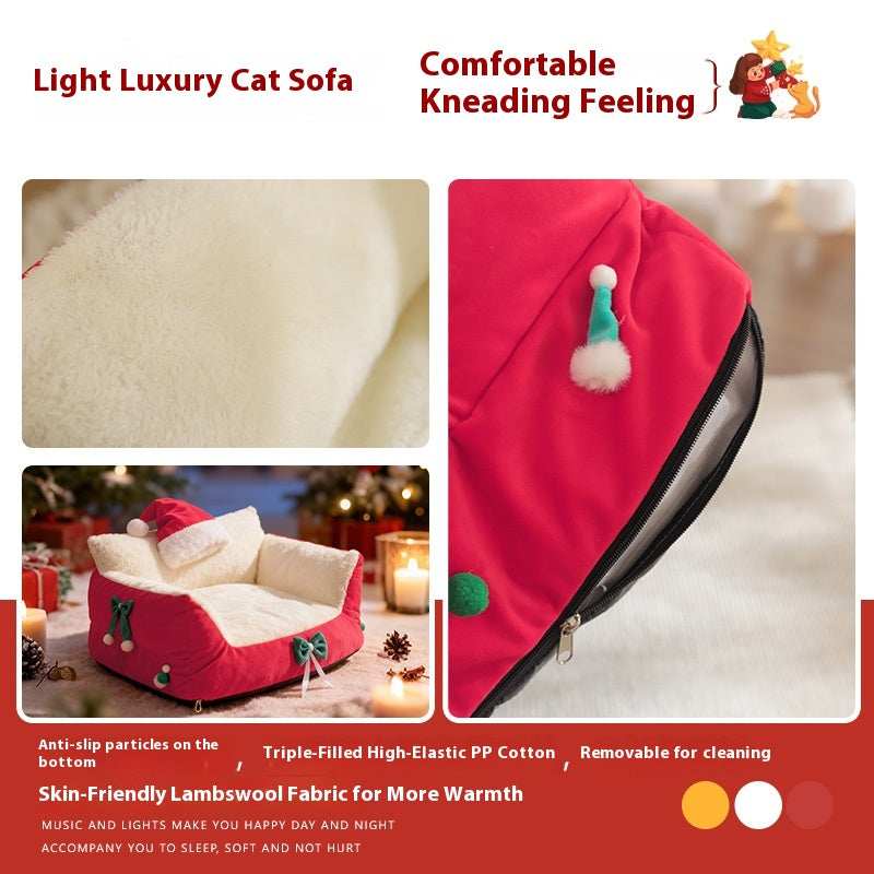 Christmas Cat Bed for Winter Warmth - Cozy Bolster Pet Nest - Purrfect Pet Haven