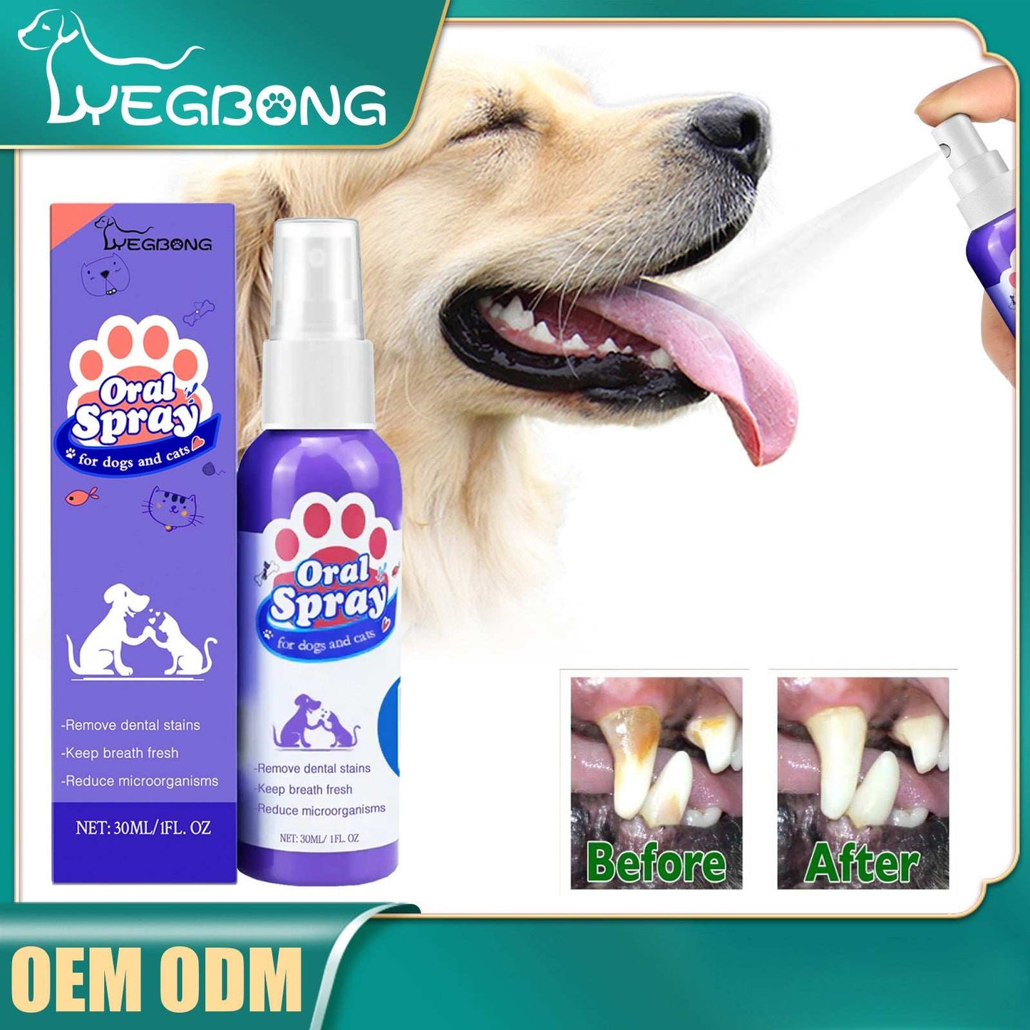 Teeth Cleaning Stain Removal Spray - Fresh Breath Pet Oral Care Spray