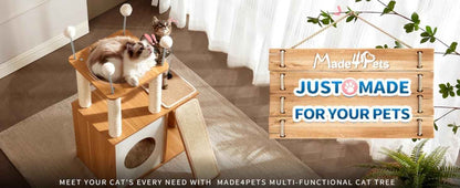 Wooden Cat Tree Tower - Multi-Level with Capsule - Purrfect Pet Haven