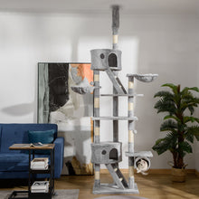 Floor Standing Cat Tree - Height Adjustable 94.5" Climbing Tower