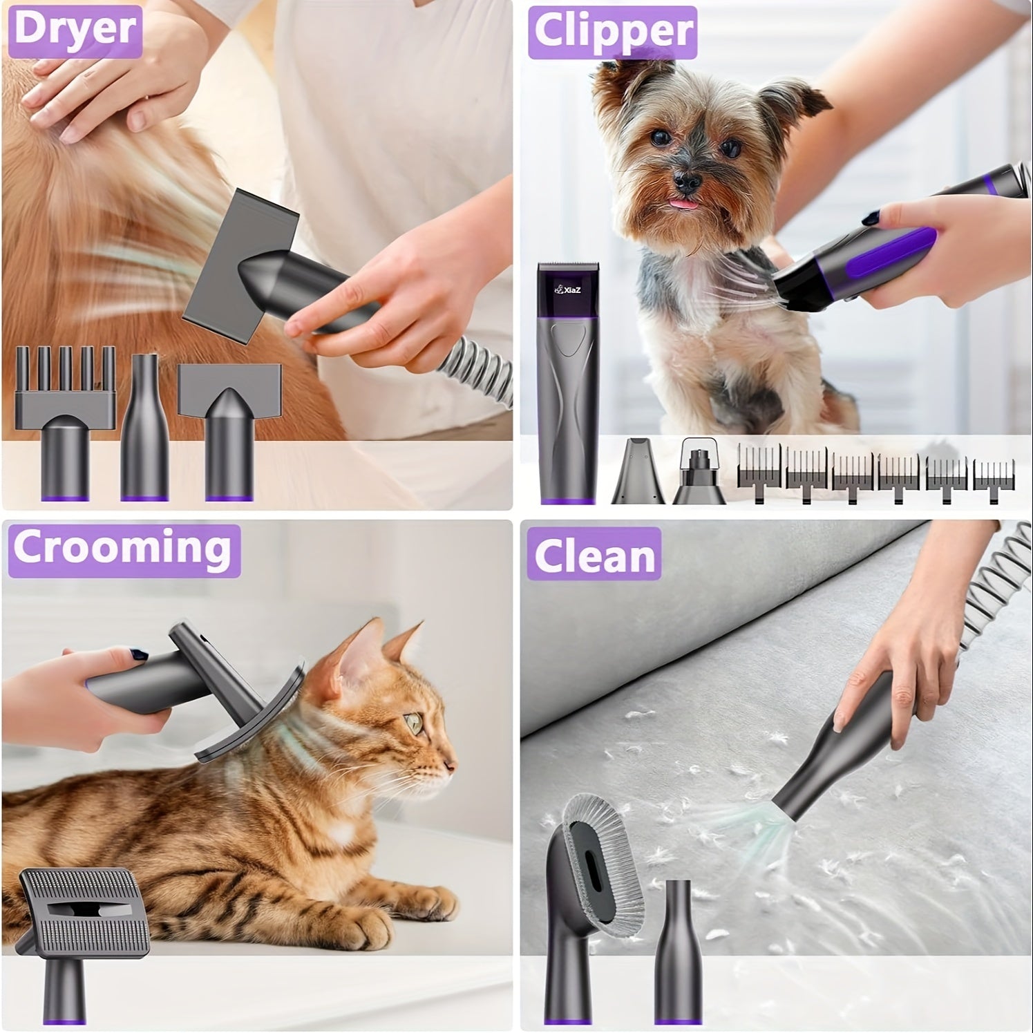 Automatic Pet Shaver Grooming Kit 10pc Kit ~ Groom at Home and Save
