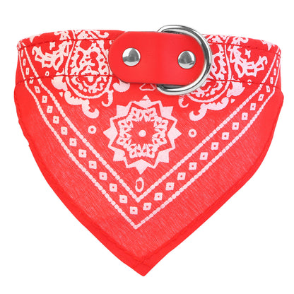 Pet Bandana Collar Adjustable - Leather Triangle Scarf