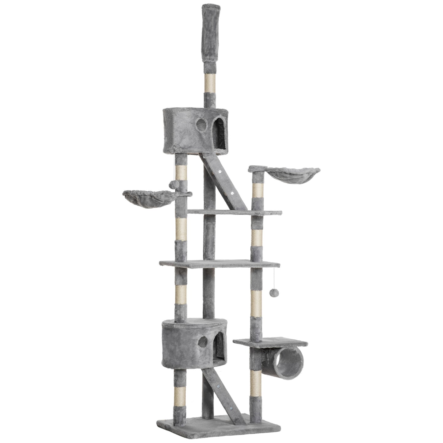 Floor Standing Cat Tree - Height Adjustable 94.5" Climbing Tower