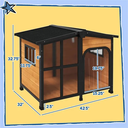 Weatherproof Cabin - Outdoor Wooden Dog House - Purrfect Pet Haven