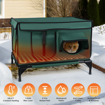 Cat House Heated Outdoor - Weatherproof Insulated Shelter Pad