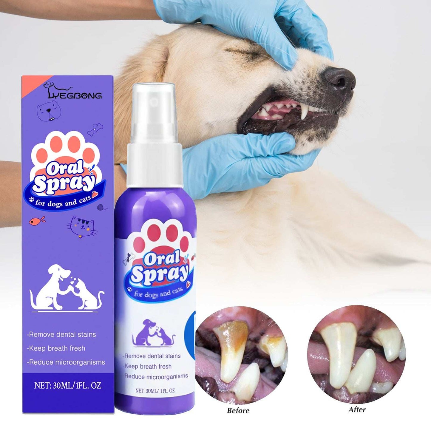 Teeth Cleaning Stain Removal Spray - Fresh Breath Pet Oral Care Spray