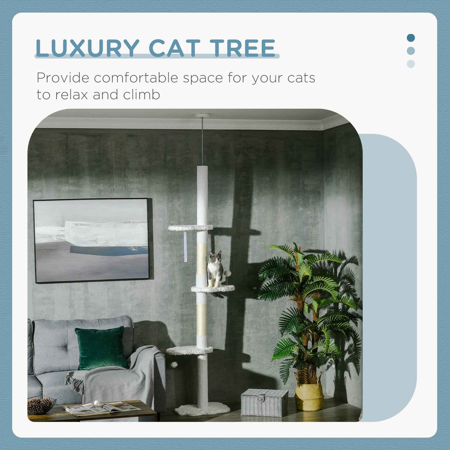  8.4' Floor to Ceiling Cat Tree, Adjustable Height, White