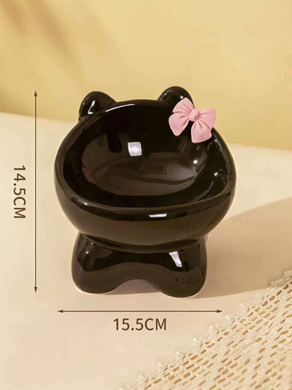 Ceramic Pet Bowl with Bowknot