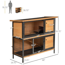 2-Story Large Rabbit Hutch Bunny Cage Wooden Pet House Metal Frame With Rooms