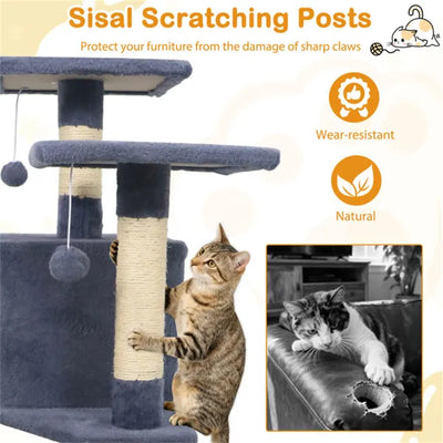 Multi-Level Cat Tree - Multi-Cat Households with Sisal Scratching Posts