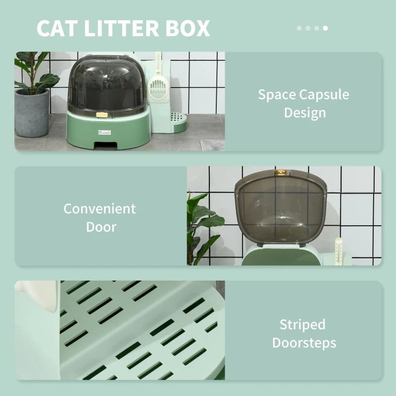 Cat Litter Box - Enclosed Space Capsule with Scoop - Purrfect Pet Haven