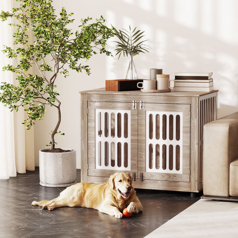 Dog Crate Furniture With 2 Doors - Large Dog End Table