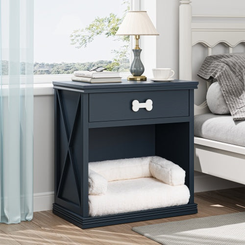 Vintage Farmhouse Small Table Pet Locker With Pet Bed and LED Lights