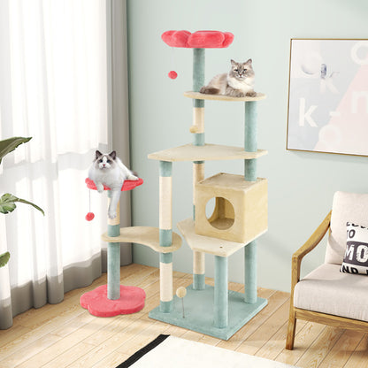 Wefulfil Flower-Shaped Padded Perch cat tree with multiple levels and soft cushions for pets