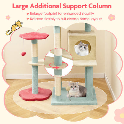 Wefulfil Flower-Shaped Padded Perch cat tree with large support column and cozy cat cubby