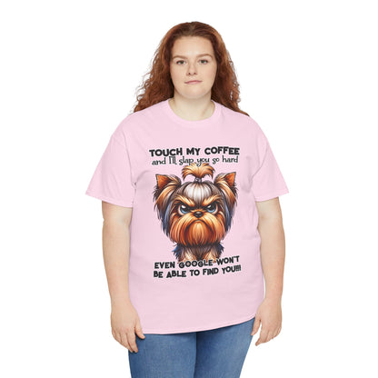 Funny Dog Graphic T-Shirt with humorous dog illustration and bold text on light pink Printify tee