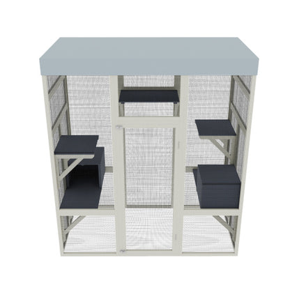 Wefulfil Pet Enclosure With Waterproof Top metal mesh outdoor run with multiple platforms and sheltered roof
