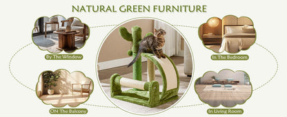 Wefulfil Green Cactus Shape Cat scratching post and climbing furniture for cats