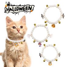 Halloween Cat Collar with Pearl Beads, Cute Charms, and Festive Bells for Your Feline Friend