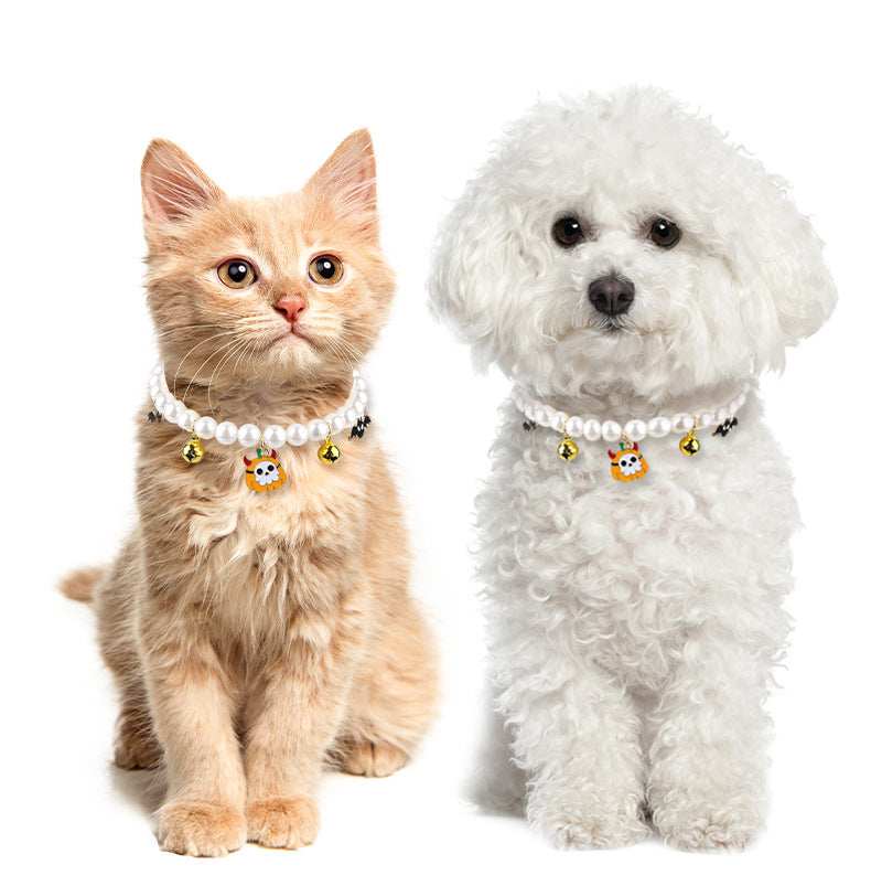 Halloween Cat Collar featuring playful charms and beaded design for festive pet fashion