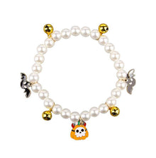 Halloween Cat Collar with Pearl Beads and Halloween-themed Charms for Festive Pets