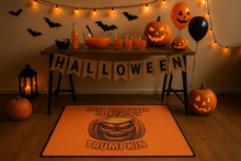 Halloween party setup with Make Halloween Great Again floor mat