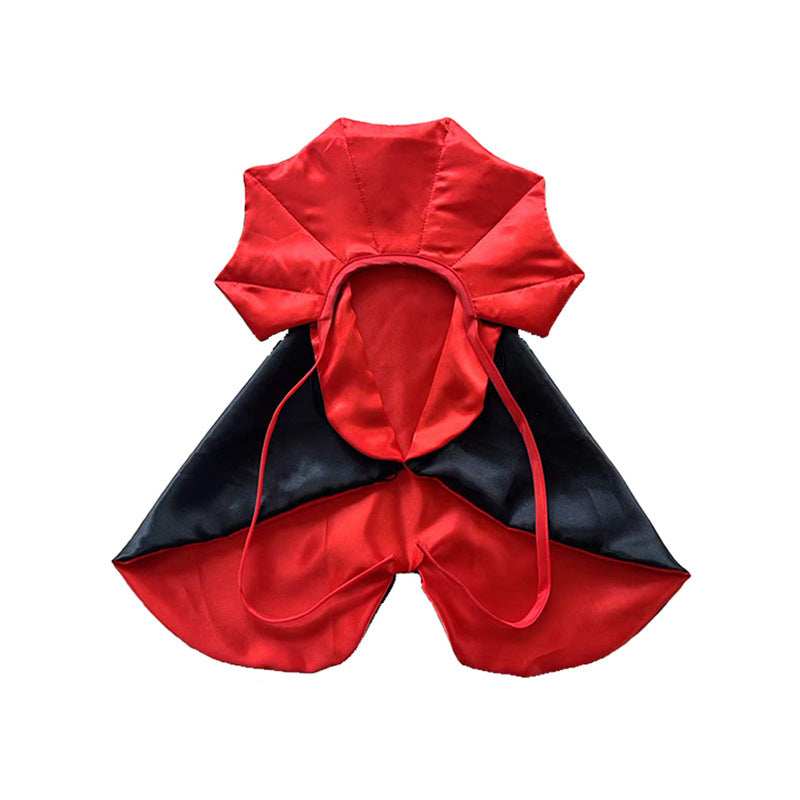 Red and black Halloween Pet Costume with caped design for festive pet dressing