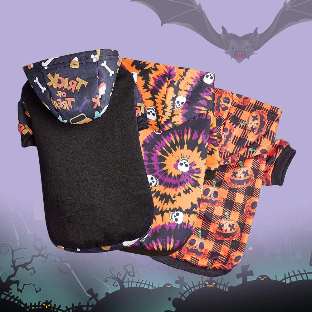 Halloween Pumpkin Pet Belt with Colorful Skull and Pumpkin Patterns for Festive Pet Outfits