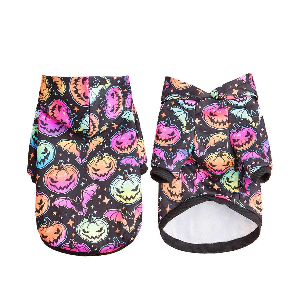 Halloween Pumpkin Pet Belt with Colorful Bat and Pumpkin Design for Festive Pet Outfits