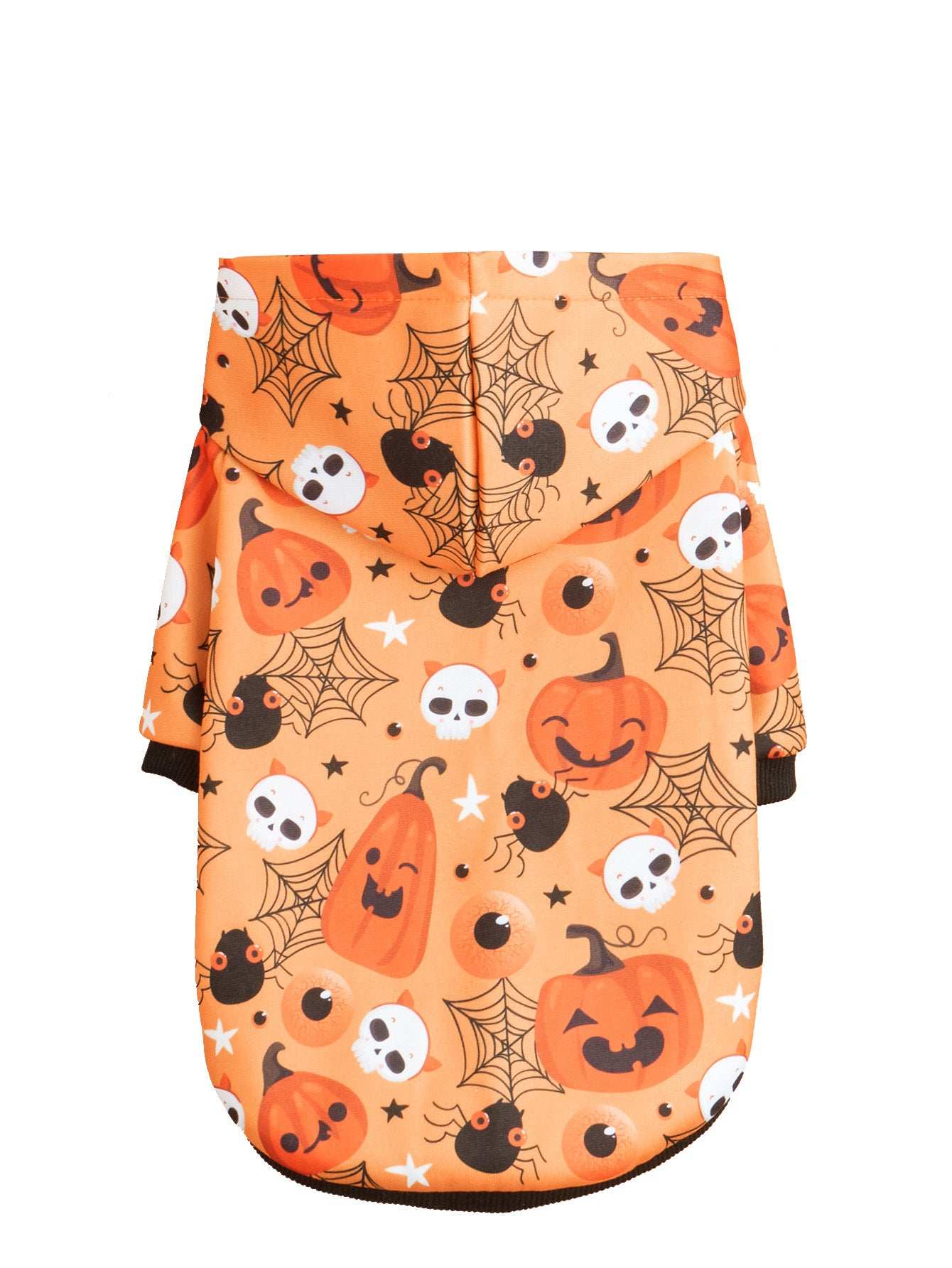 Halloween Pumpkin Pet Belt featuring an orange design with smiling pumpkins, spiders, and skulls