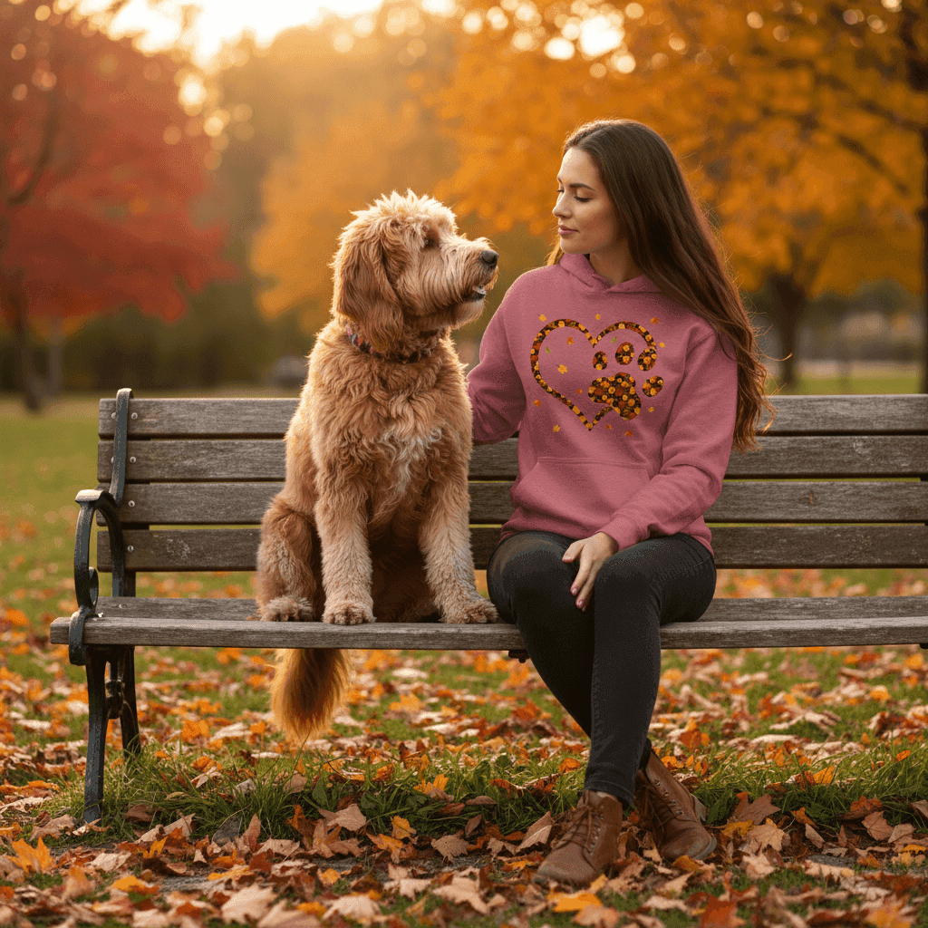 Heart & Paw Fall Hoodie - Autumn Dog Lover Sweatshirt - Purrfect Pet Haven