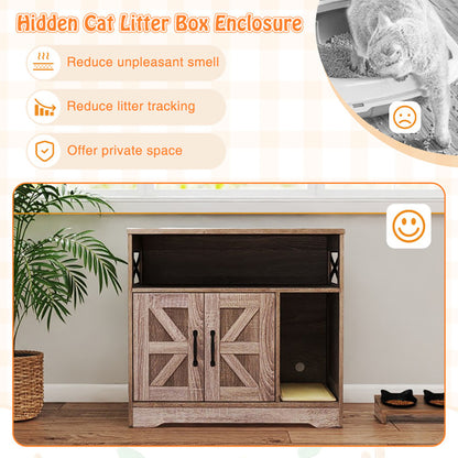 Wefulfil Hidden Cat Litter Box enclosure with wooden cabinet design reducing smell and litter tracking