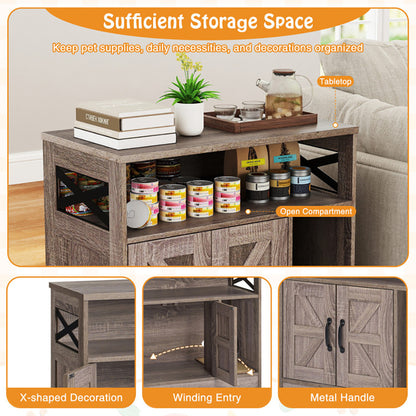 Wefulfil Hidden Cat Litter Box with sufficient storage space, tabletop, open compartment, and wooden design