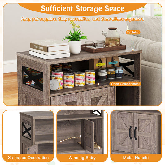 Wefulfil Hidden Cat Litter Box with sufficient storage space, tabletop, open compartment, and wooden design