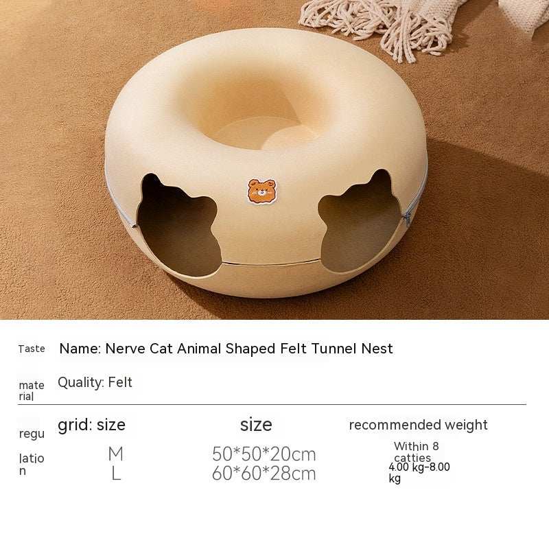 Cozy Hide and Seek Tunnel for pets with a cute animal design for playful cats and small dogs
