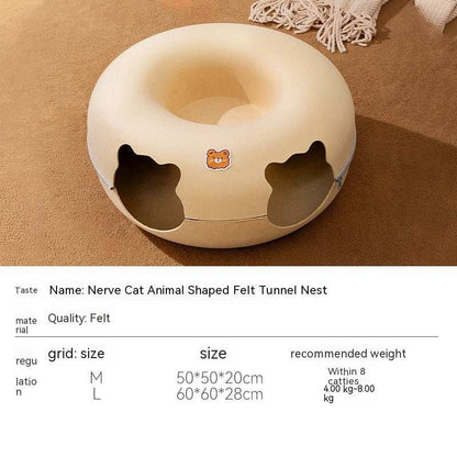 Cozy Hide and Seek Tunnel for pets with a cute animal design for playful cats and small dogs